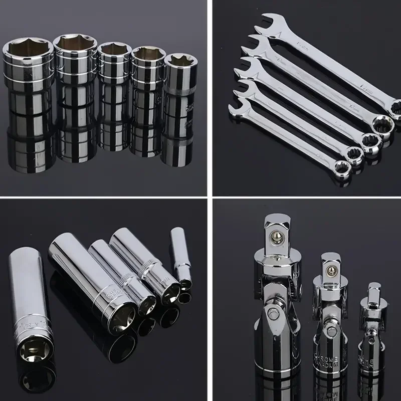 46pcs Ultimate Auto Marine Tool Kit with Socket Wrench Ratchet Set and Durable Steel Construction in Storage Case Motorcycles