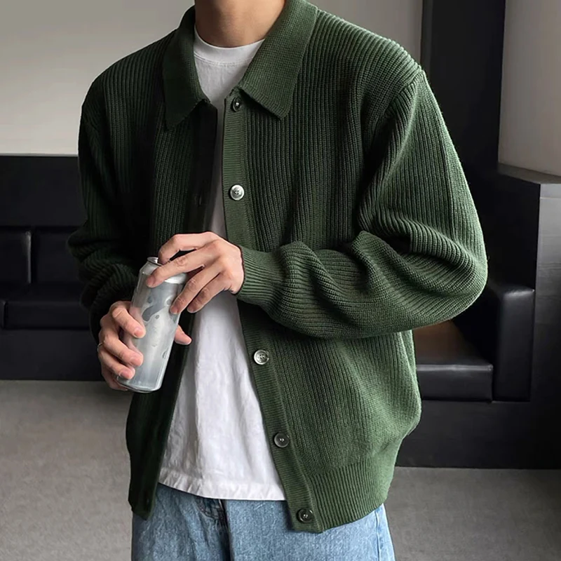 Männer Mode Täglichen Outer Strickjacke Herbst Winter Koreanische Casual Langarm Pullover Baggy Verdicken Thermische Gestrickte Pullover Männlich