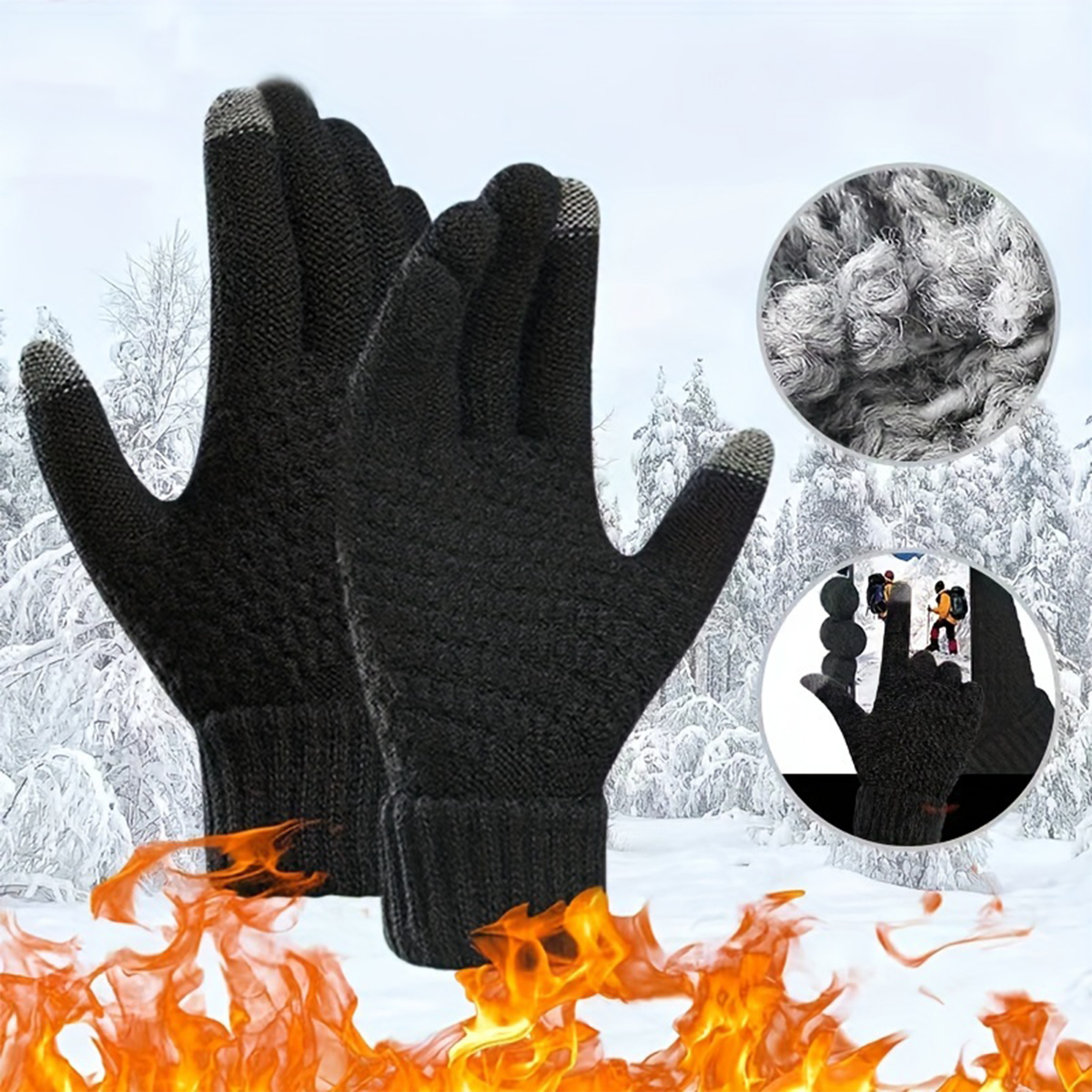 Women Men Warm Winter Touch Screen Gloves Stretch Classical Knit Mittens Wool Full Finger Outdoor Cycling Driving Glove