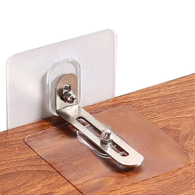 4Pcs Strong Self-adhesive Bookshelf Shoe Cabinet Wardrobe Wall Bracket Fixed Patch For Child Protection No Punching To Prevent