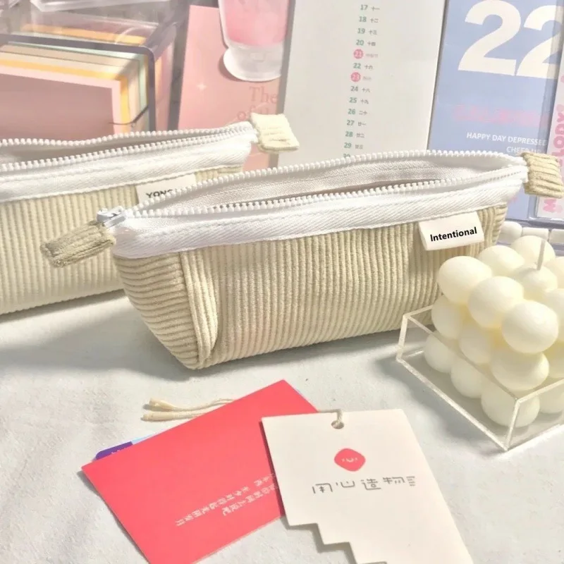Solid เครื่องเขียนกระเป๋าดินสอ Original Dreamship Series Corduroy สําหรับนักเรียนมัธยมต้นเครื่องเขียนดินสอกรณี