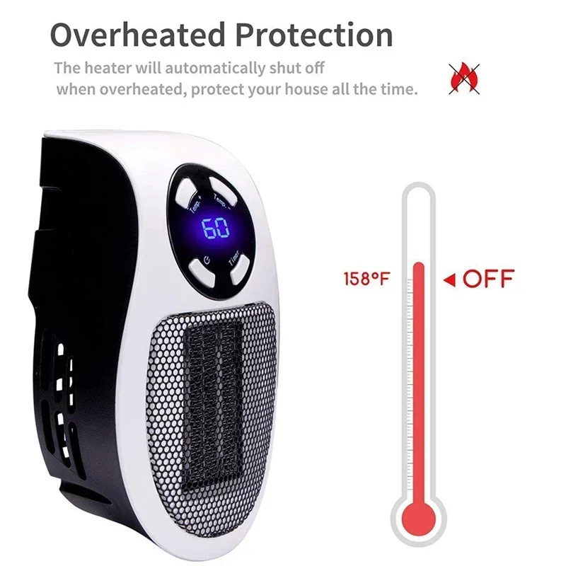 Riscaldatore portatile da 350 W Riscaldatore elettrico Comodo riscaldatore per ambienti Riscaldatore a parete con telecomando Riscaldamento invernale Elettrodomestico