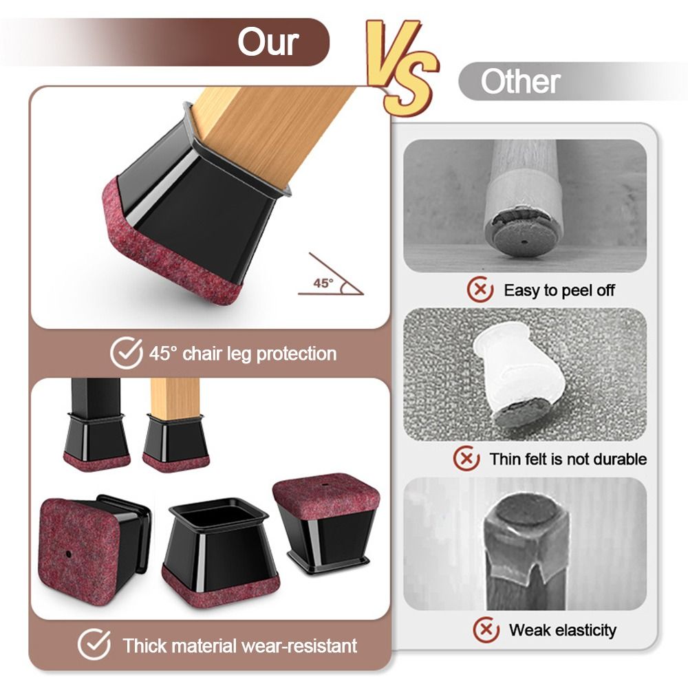New Silicone Chair Leg Felt Covers Thickened Reduce Noise Table Foot Cover Sofa Non-slip Floor Protector