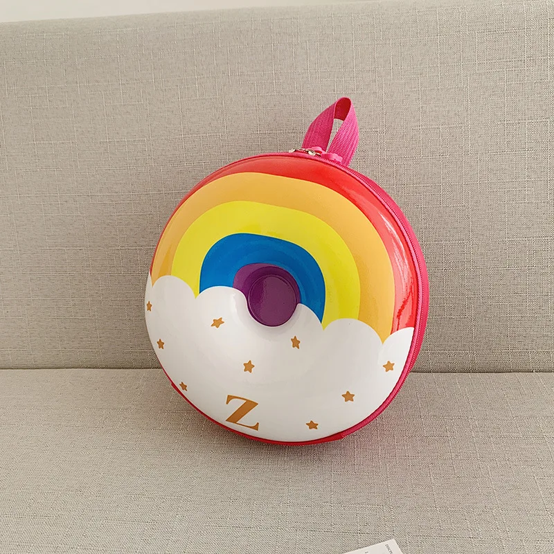 2024 neue Herbst Baby Kindergarten Regenbogen Schul Kinder Nette Rucksack Kinder Cartoon Donut Muster Schultern Tasche