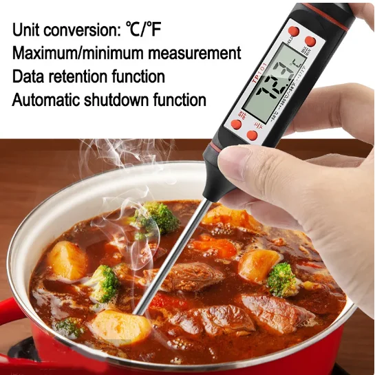 TP101 デジタルディスプレイキッチングリルプローブ水ミルク油液体オーブン肉温度計調理食品温度センサーメーター