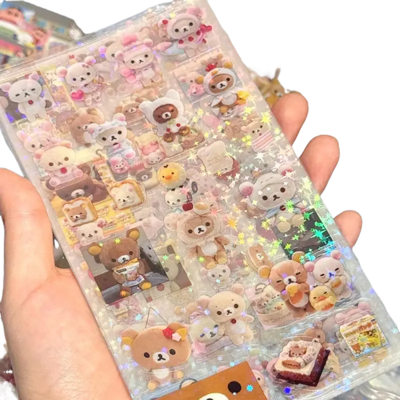 5sheets Rilakkuma Waterproof Cutting film sticker Hand account materials Water cup Desktop decoration children DIY Card stickers