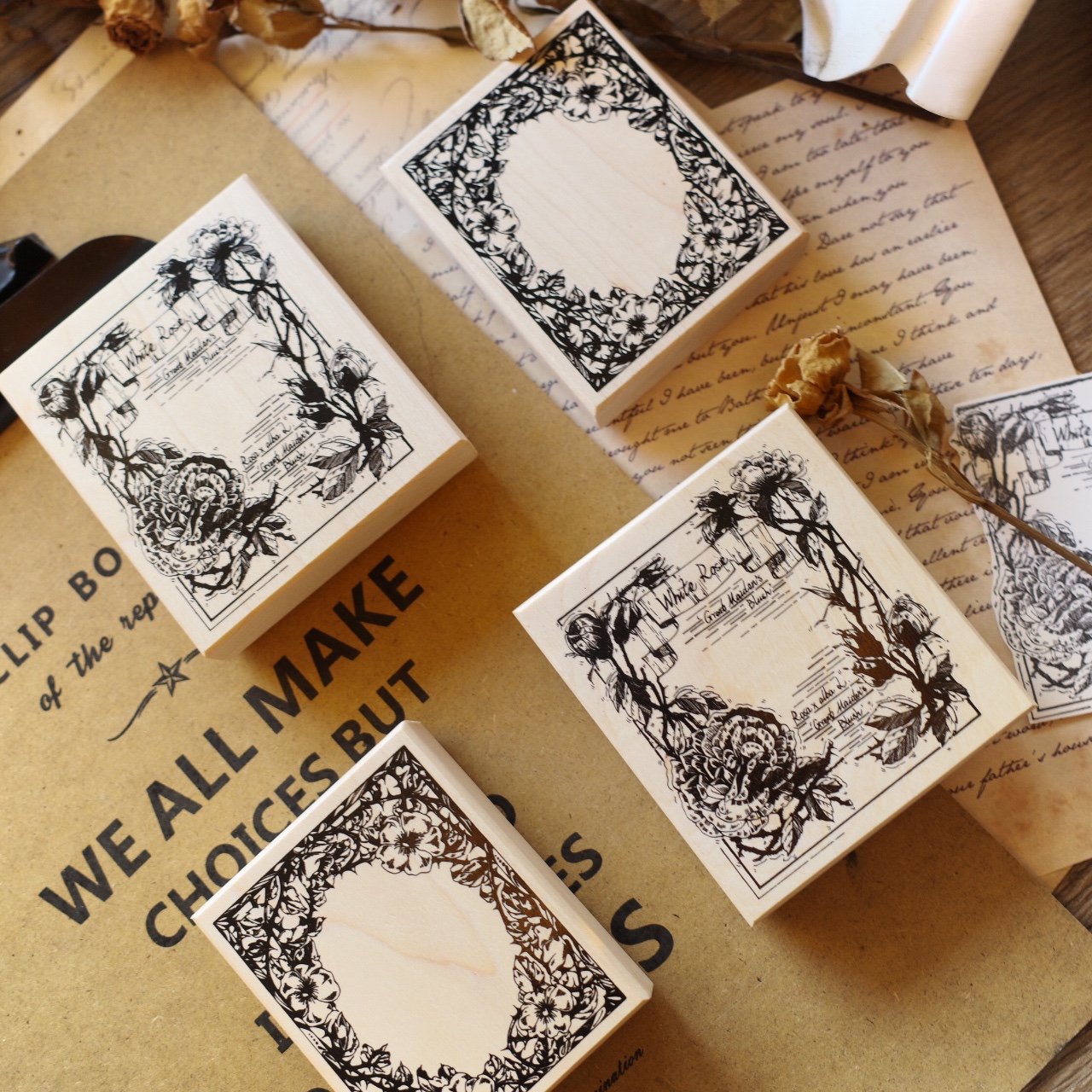 Diy Holzstempel Gummi Scrapbooking Journal Retro Rand Big Flower Seal [Buchstabe Blume