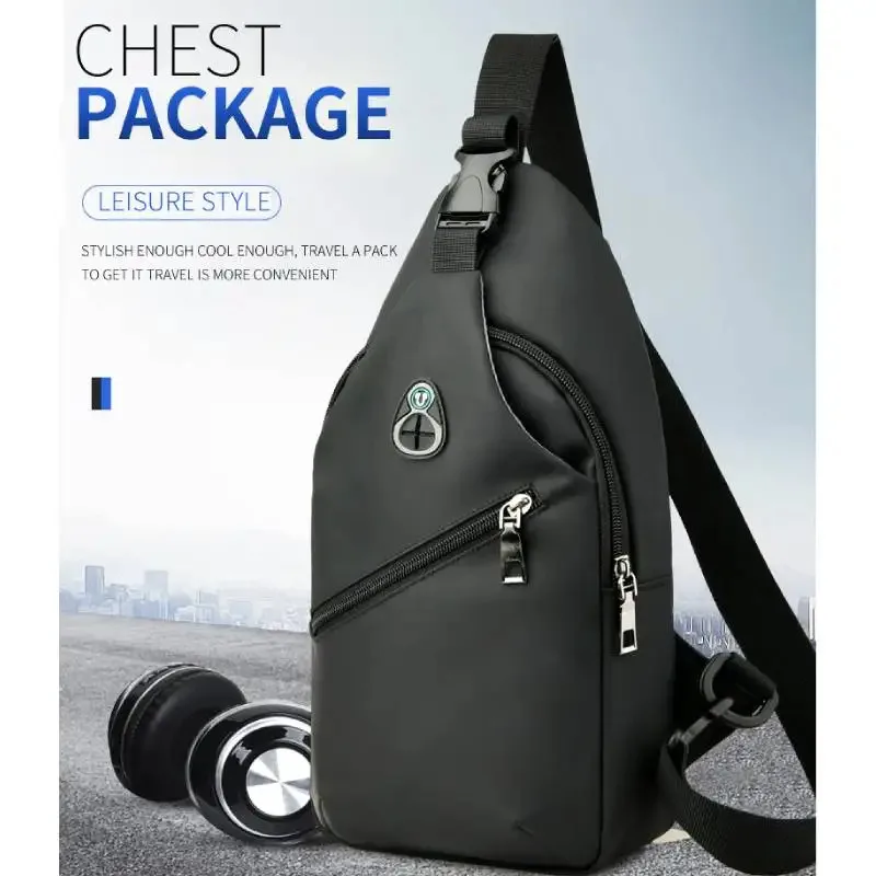 Männer Mode Taille Packs Trendy Brust Tasche USB Schulter Tasche Freizeit Kleine Brust Tasche Große Kapazität Umhängetasche