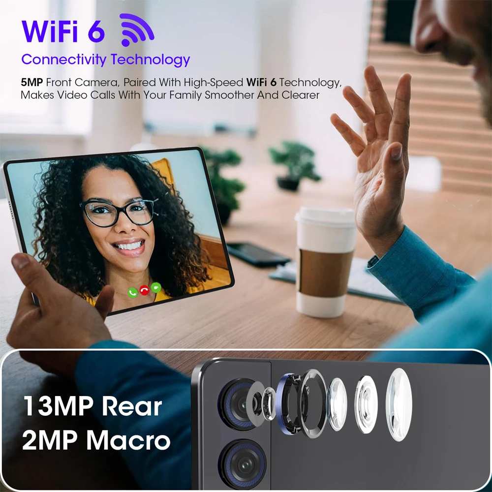 Новый ультратонкий планшет CWOWDEFU P35 2024 дюйма FHD+ 2K дисплей 12 Гб + 128 Гб T606 8 ядер 13 МП камера 7000 мАч аккумулятор Android 14 планшетный ПК