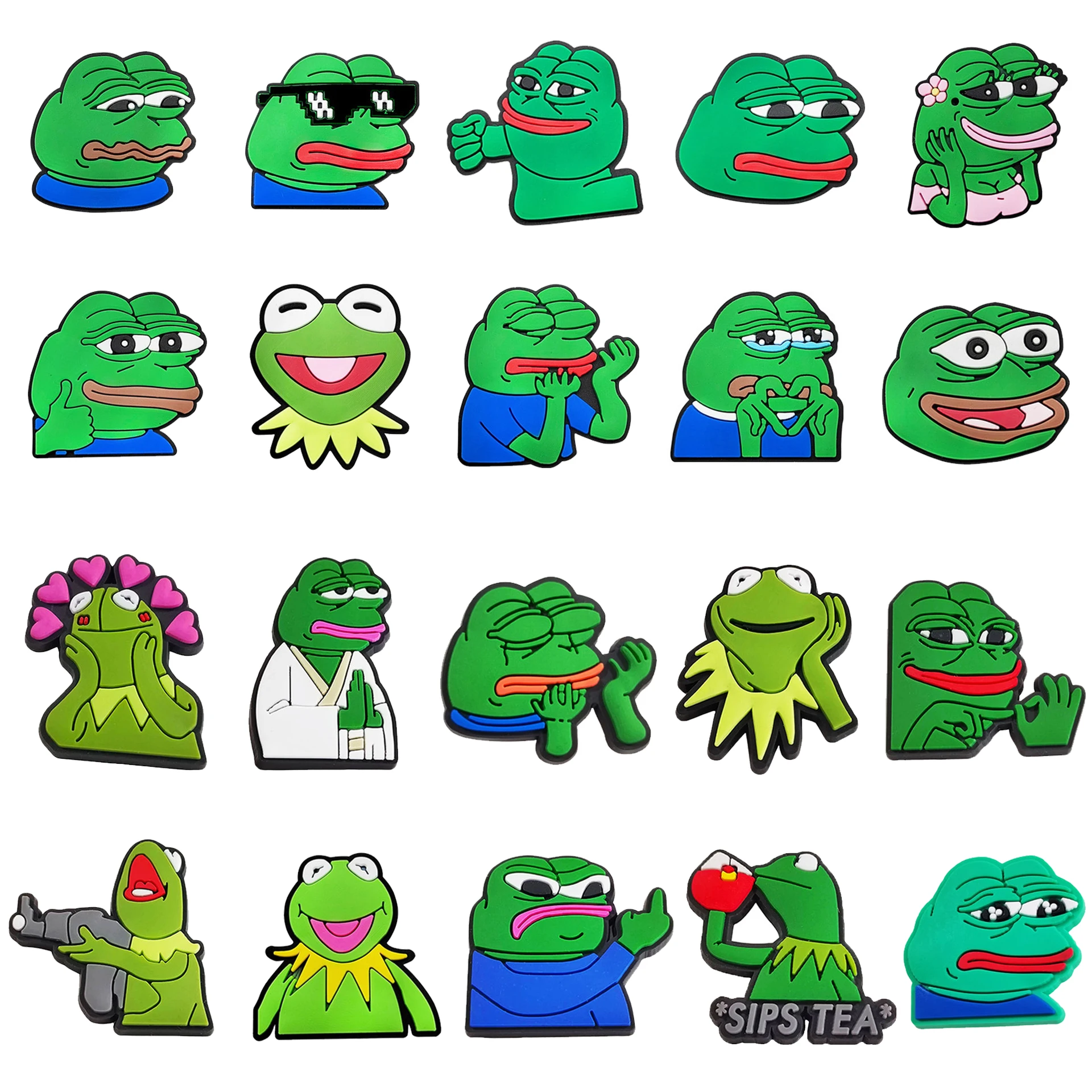Pin de dijes de zapatos de rana triste, gran oferta para accesorios Croc, decoración de zapatos, regalos de fiesta de Navidad para adultos