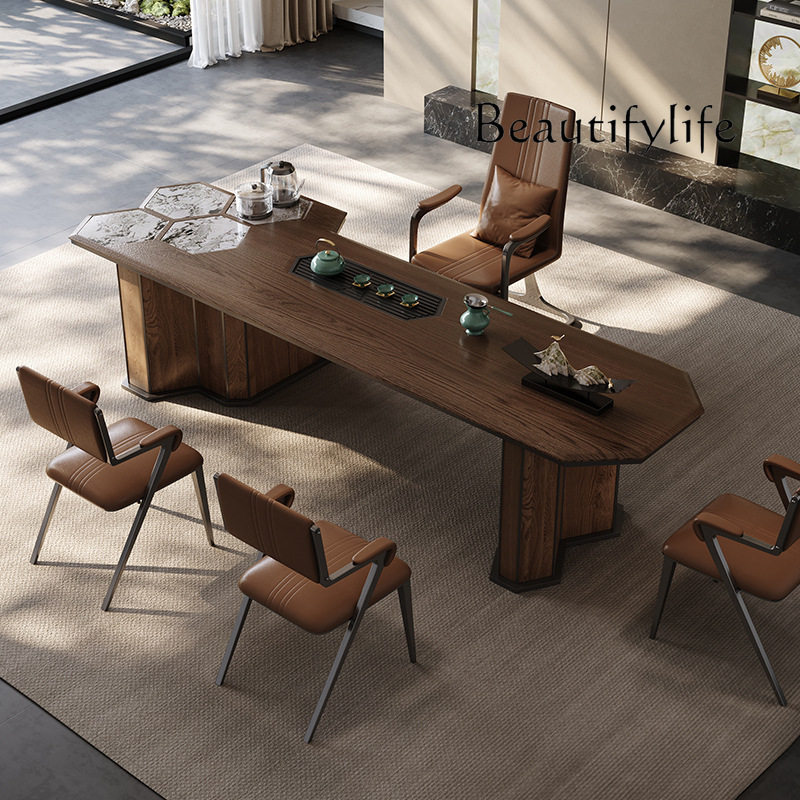 Nordic new Chinese solid wood tea table and chair combination household simple modern tea table