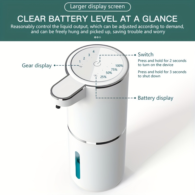 Distributeur automatique de savon en mousse, Machine à laver les mains intelligente pour salle de bains, avec chargement USB, matériau ABS blanc