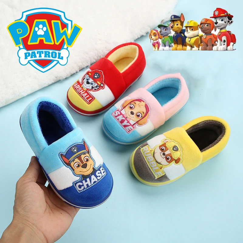 Детские хлопковые тапочки Paw Patrol Marshall, милая зимняя домашняя нескользящая хлопковая обувь для мальчиков и девочек, бесплатная доставка