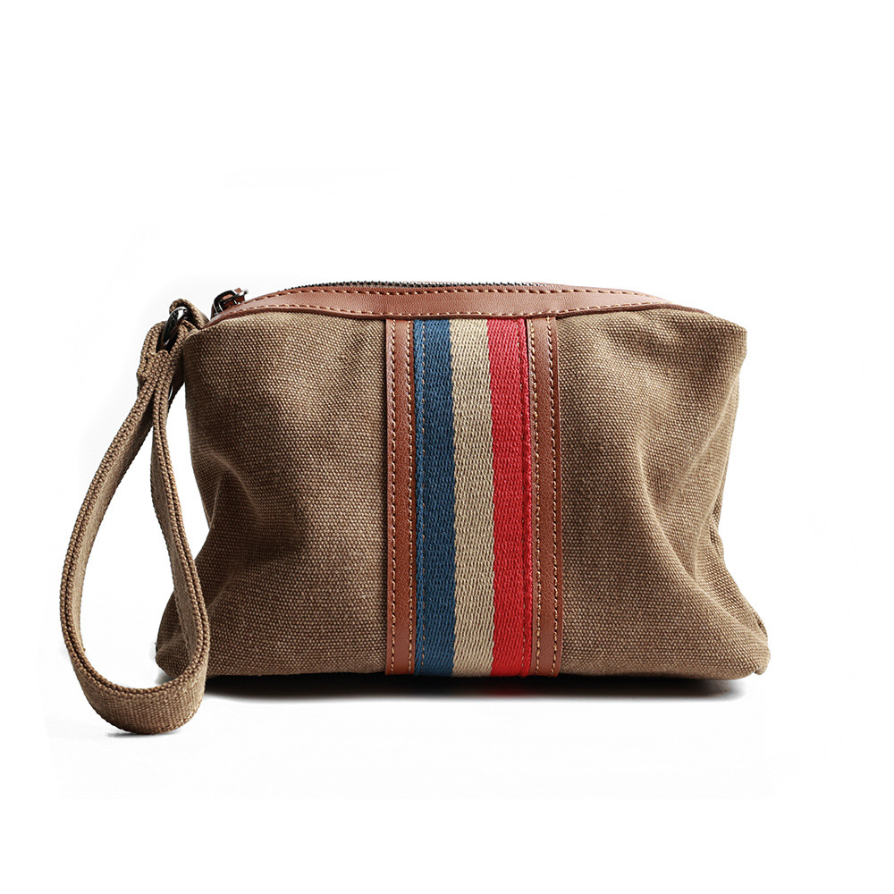 2025 gestreifte Leder-Canvas-Clutch für Herren, lässige Modemarke, Clutch-Tasche für Herren, Telefon