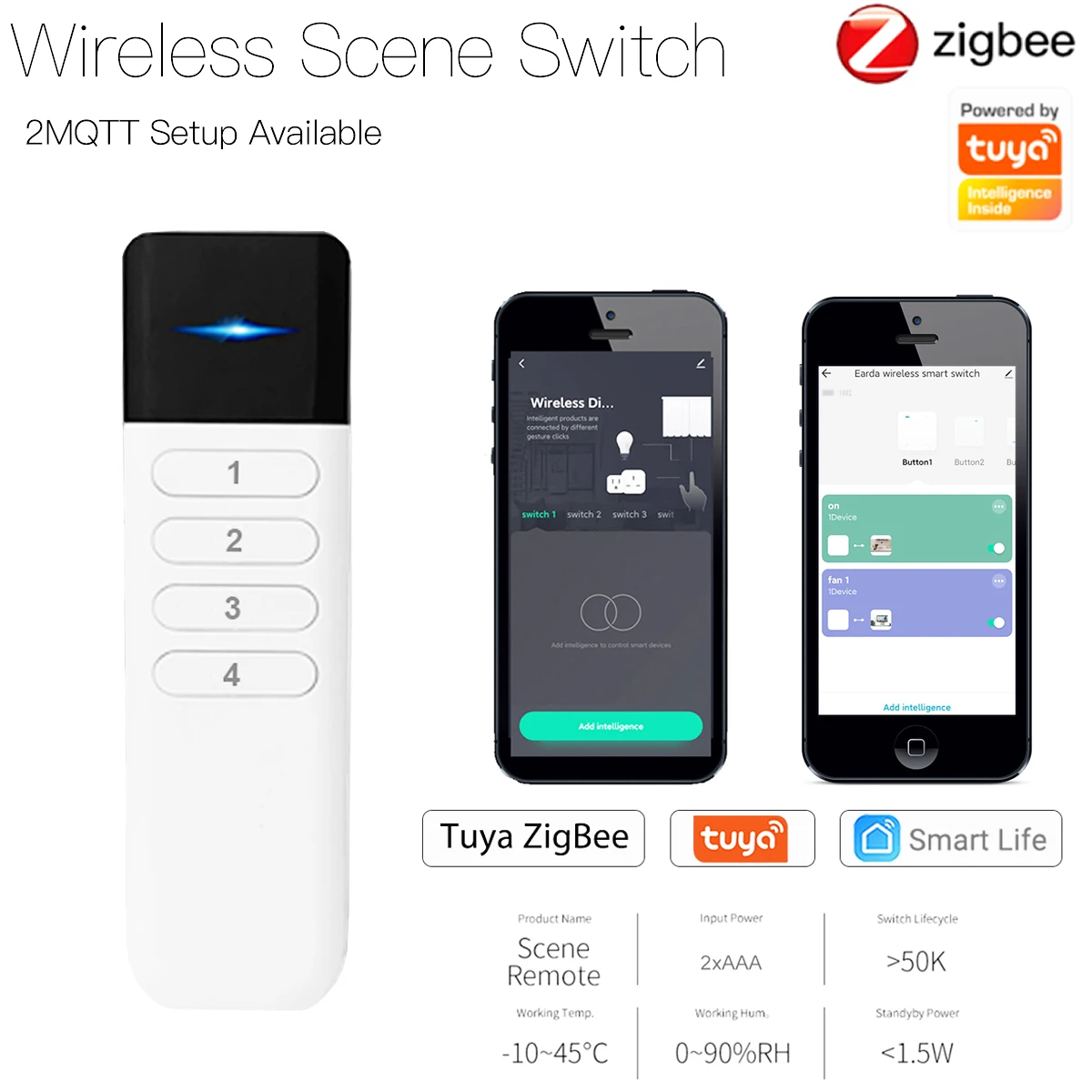 Escenario inteligente Tuya Zigbee, botón de 4 teclas, control remoto inalámbrico, movimiento PIR, Sensor de puerta de escena de 1 tecla, seguridad del hogar para Alexa y Google Home