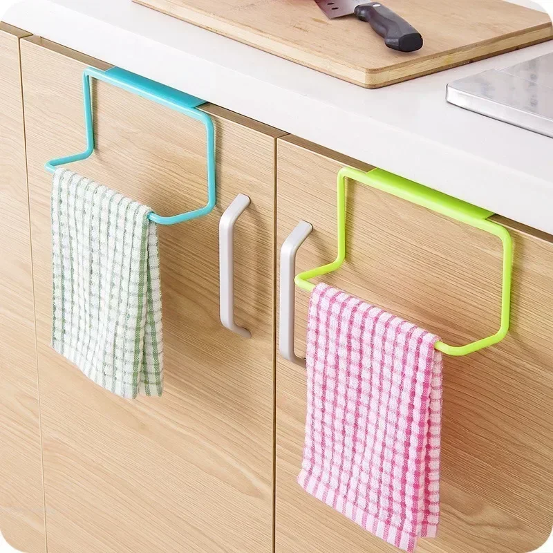 1Pcs Plastic Hanging Holder Towel Rack Cupboard Cabinet Door Back Multifunction  Home Storage Organizer Kitchen Accessories