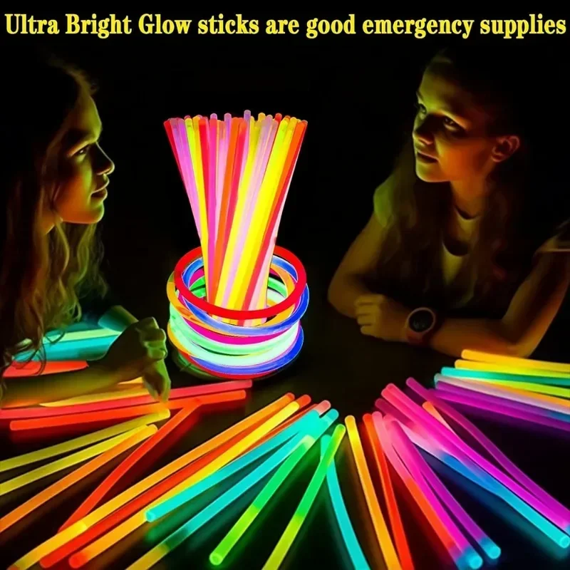 10/100pcs เรืองแสง Sticks PARTY Multicolor Glowing Stick สีสันสดใส Bendable GLOW สร้อยข้อมือสารเคมีเรืองแสง
