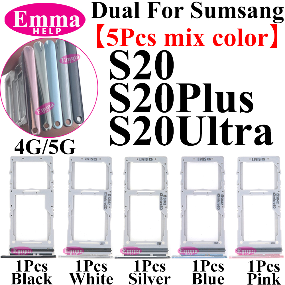 Emma 5Pcs Sim Tray Kartenhalter Adapter Schublade Buchse für Samsung S10 S10E S20FE S21 S22 Plus S23 S24 Ultra Sim Tray Chip Slot