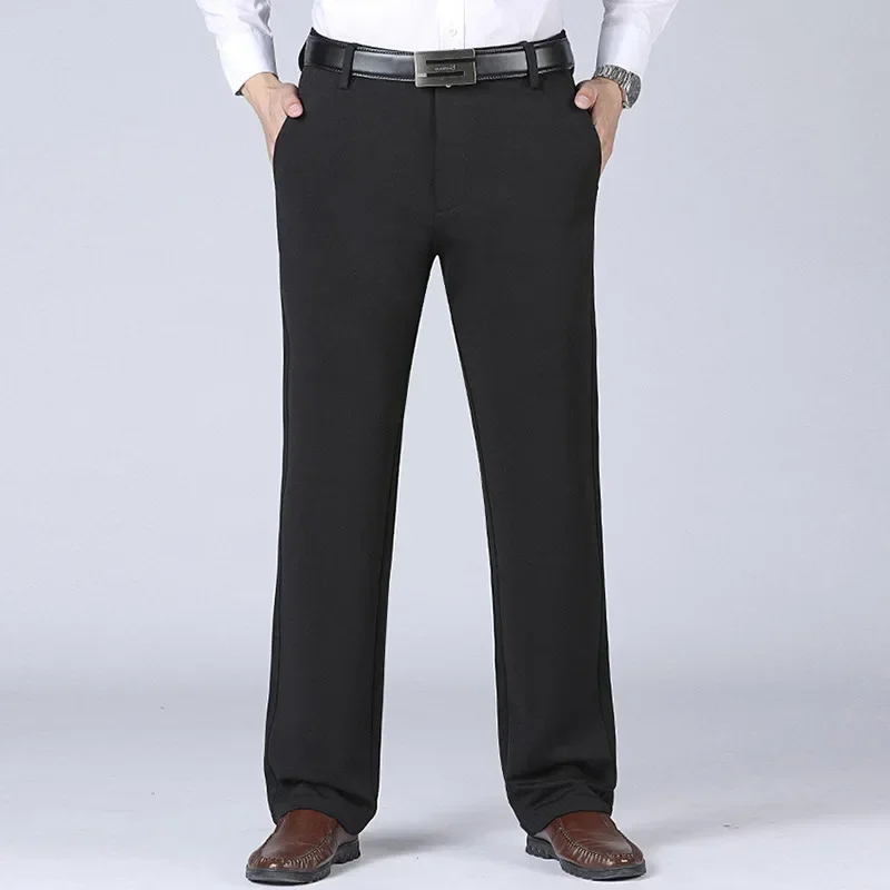 2pcs Big Size Men's Business Pants Plus Size 40-52 95-155kg Formal Work Long Pants Elastic Waist Suit Pants Casual Trousers
