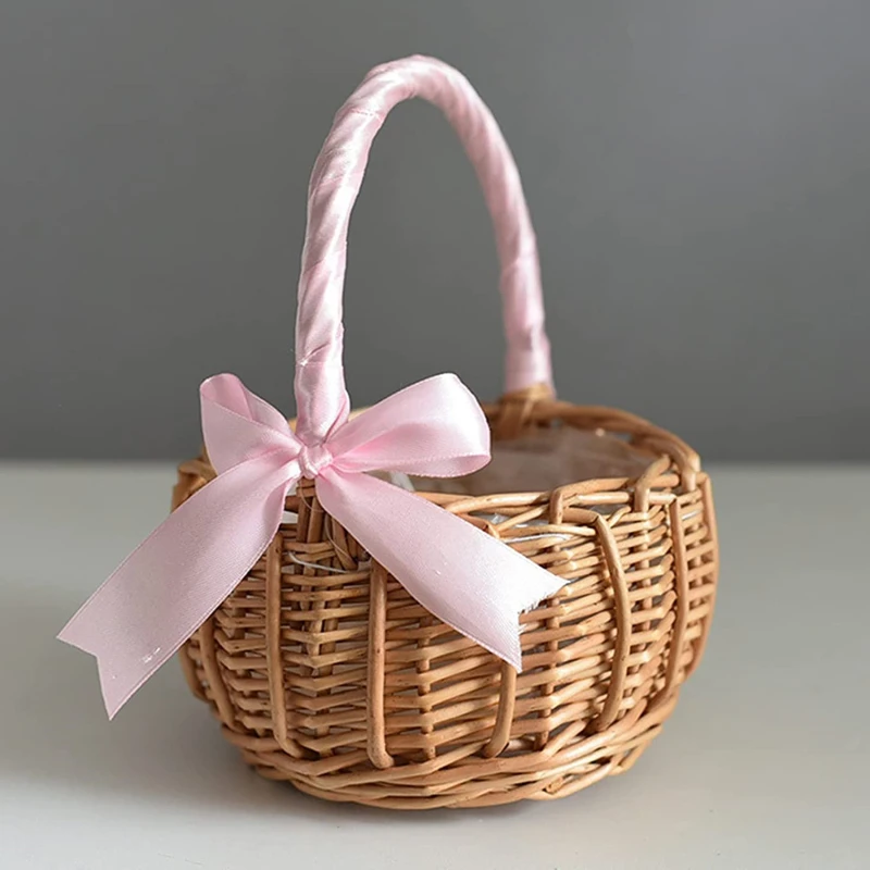 Handmade Storage Rack ทอตะกร้าดอกไม้หวายตะกร้าเก็บดอกไม้สาวตะกร้าสําหรับตกแต่งบ้าน