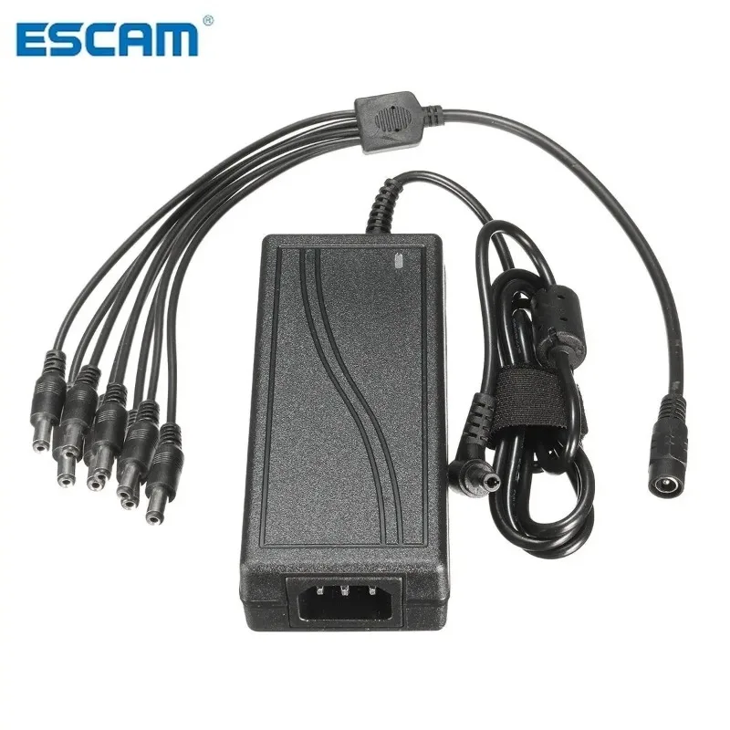ESCAM DC 12V 5A адаптер питания монитора + 8-контактный разветвитель питания для камеры/радио камеры видеонаблюдения