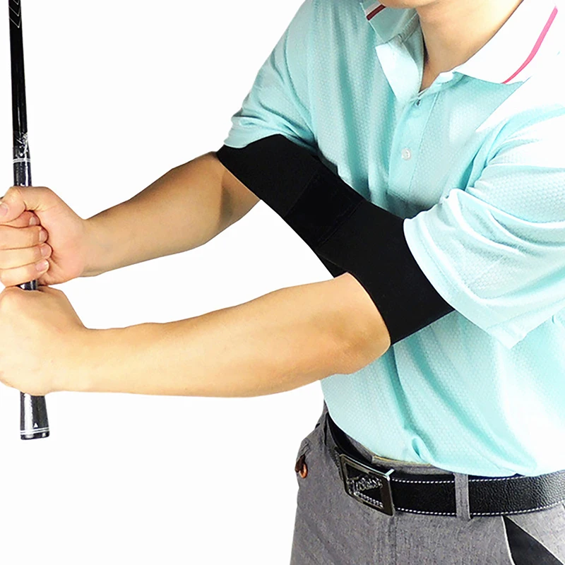 Guía de práctica creativa negra para ejercicios de Swing de Golf, Ayuda de entrenamiento para Golf al aire libre, banda correctora para el brazo