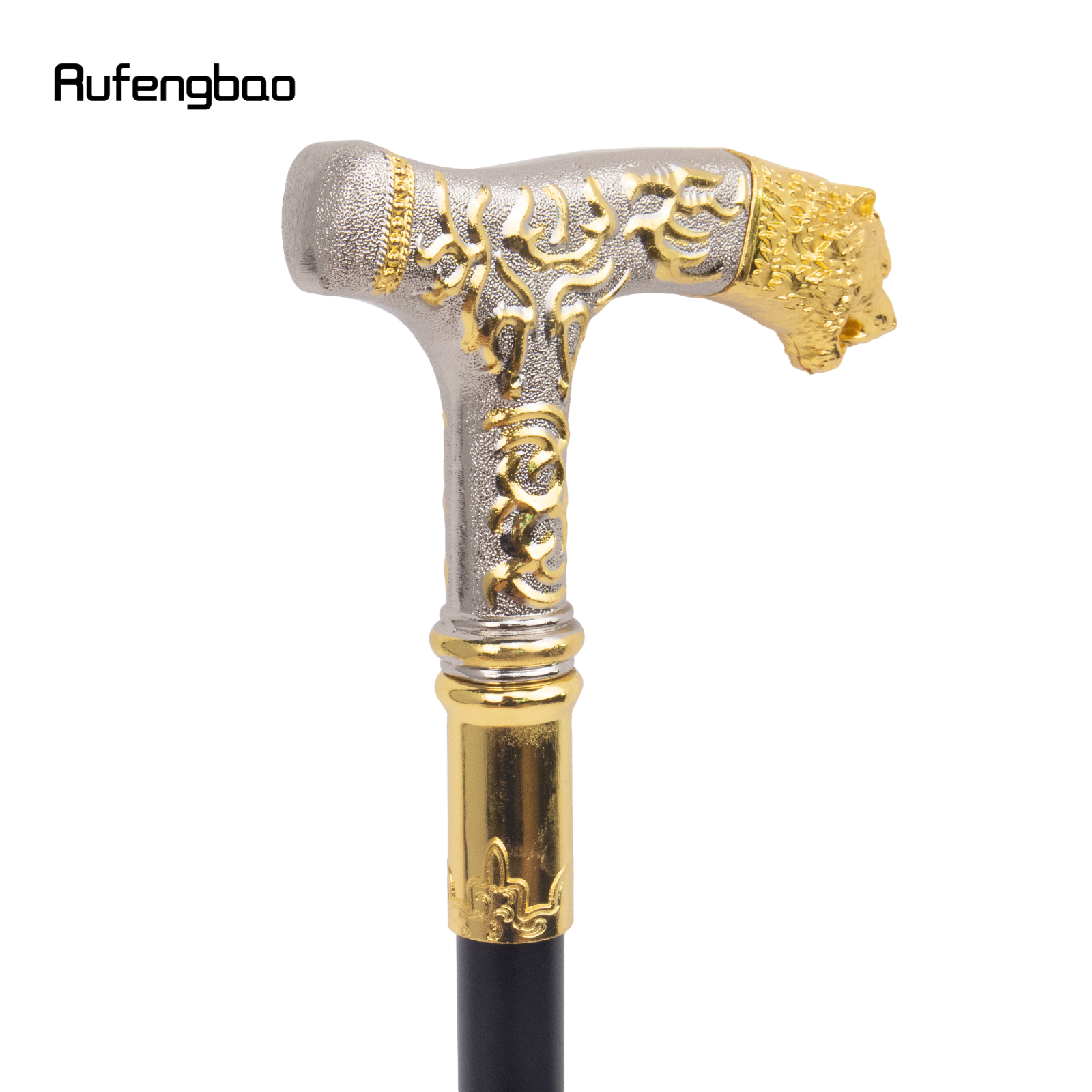 Goldener weißer Tiger, luxuriöses Muster, Spazierstock, Party, modisch, eleganter Spazierstock, dekorativer Spazierstock, Knauf, Crosier, 89 cm