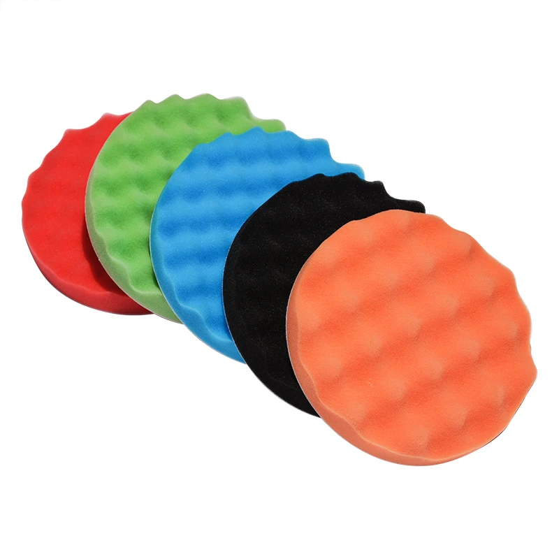 5 ชิ้น 5 "6" 7 "150/180 มิลลิเมตร Buffing ขัดฟองน้ํา Pads Kit Car Polisher Soft Wave โฟมวาฟเฟิล Pad ล้างรถทําความสะอาดรายละเอียดเครื่องมือ