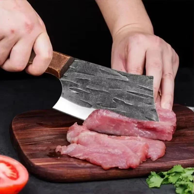 Handmade Utility มีด Cleaver เนื้อผักผลไม้มีดครัวไม้ Handle Boning Butcher มีด Chef ทําอาหารเครื่องตัด Cleaver