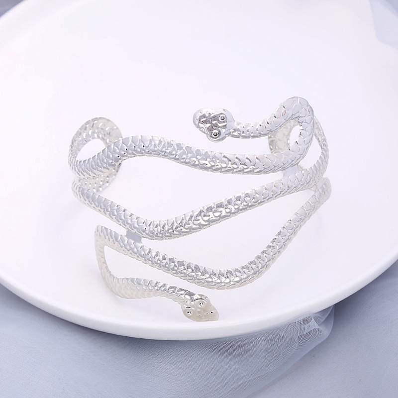 Brazalete con forma serpiente extremo abierto romano griego Retro, brazalete para parte superior del brazo, joyería