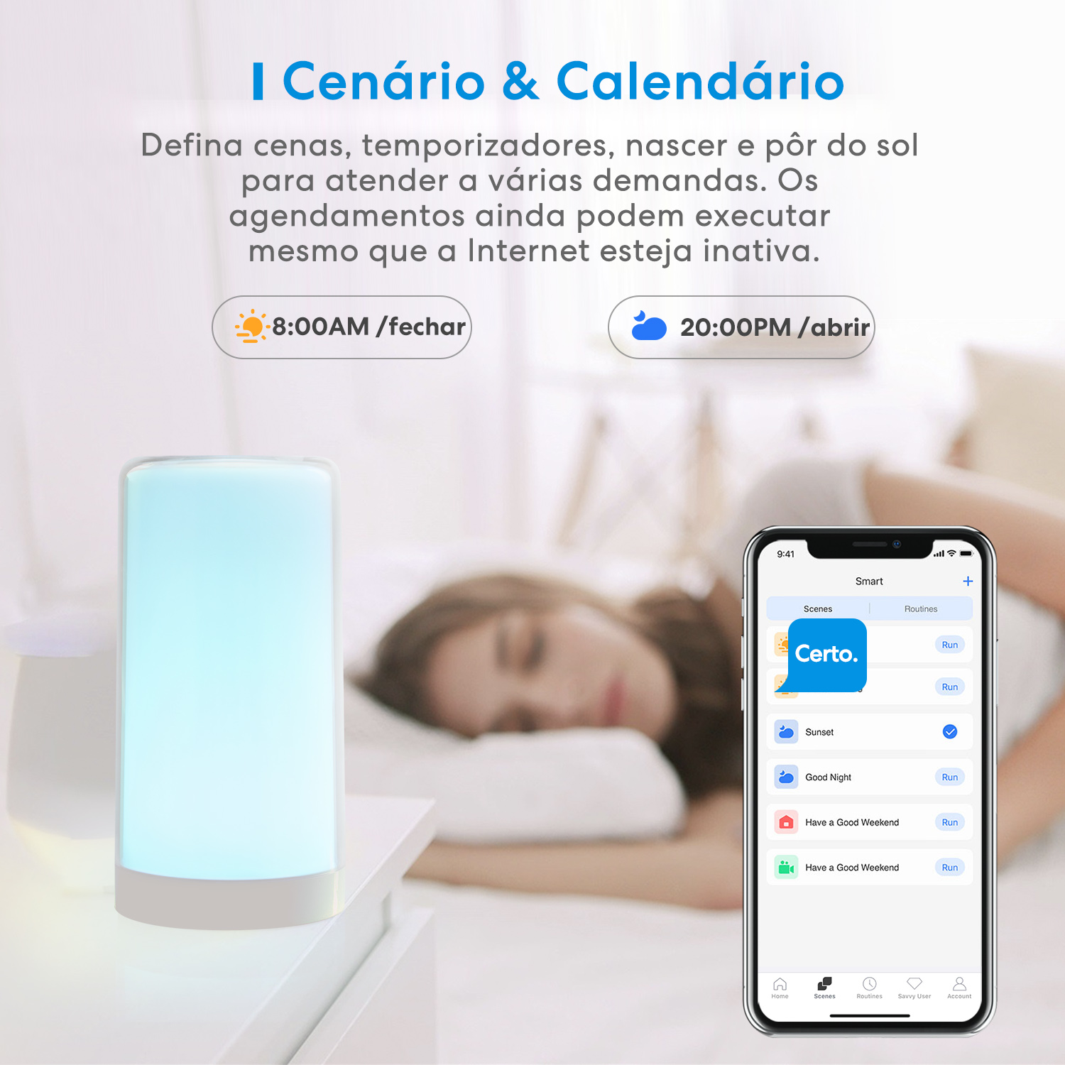 Meross HomeKit-Candeeiro De Mesa Inteligente, Luz De Cabeceira Regulável, Sensor De Toque, Suporte Alexa e Google Assistente, LED RGBWW, Lâmpada Noturna Wi-Fi, 6W