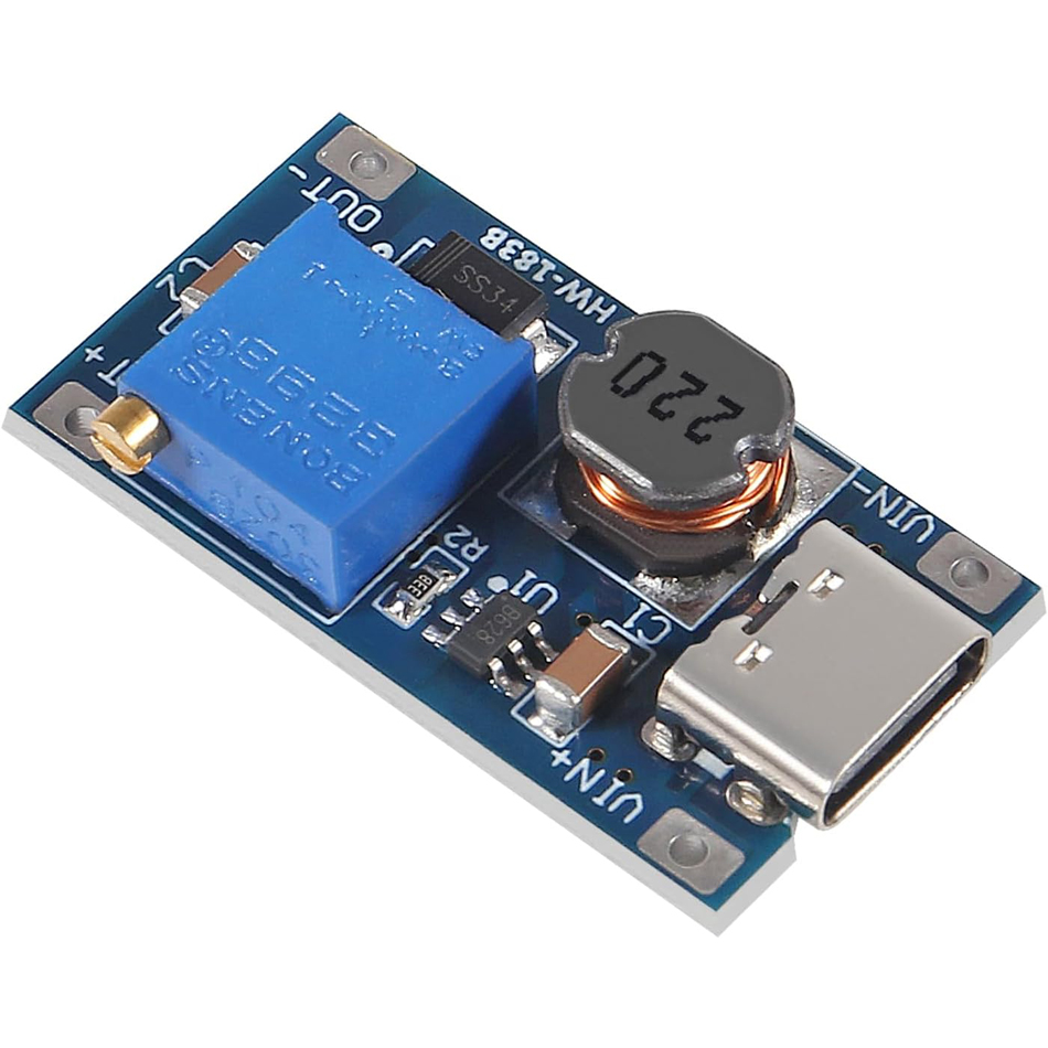 10 pces mt3608 ajustável step up módulo regulador de tensão micro usb tipo-c plug 2v-24v para 5v-28v 2a step-up DC-DC conversor de impulso
