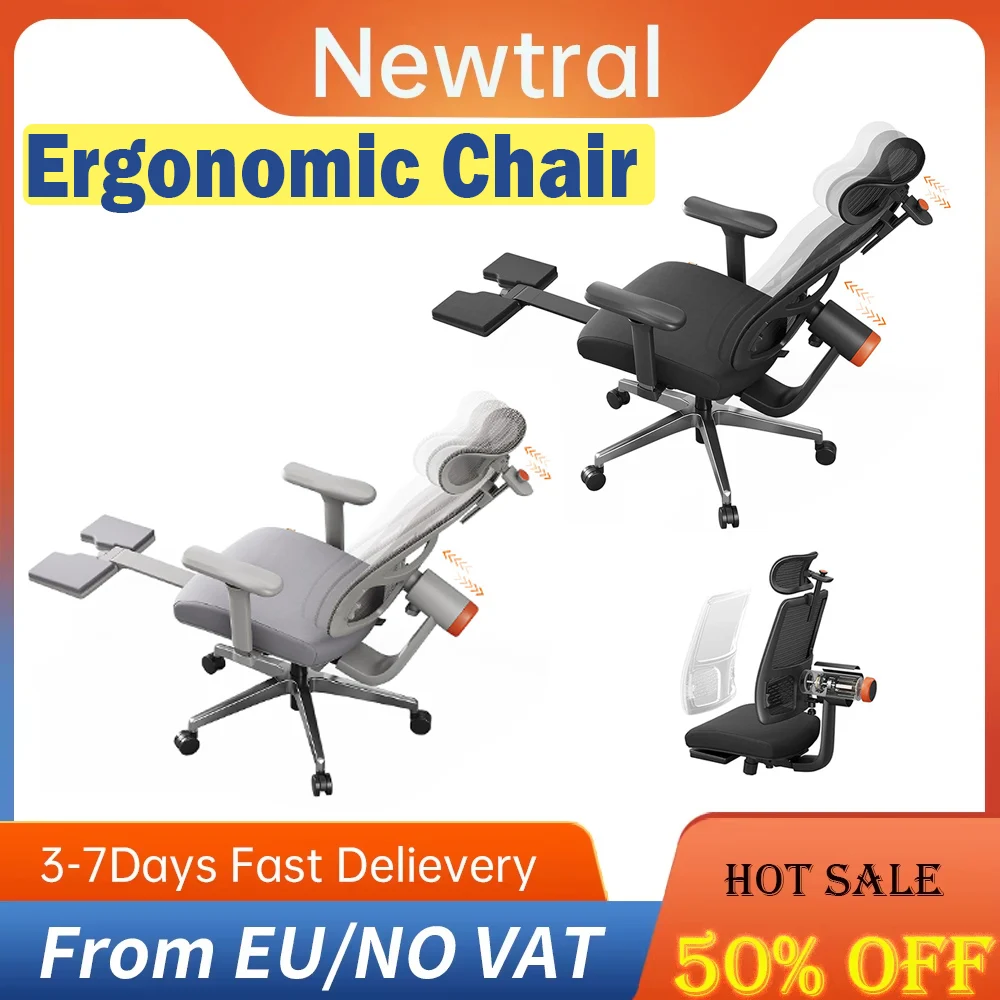 Newtral Magich-Bpro Ergonomische Stoel Met Voetsteun, Auto-Volgende Rugleuning Hoofdsteun, Adaptieve Onderrug Steun
