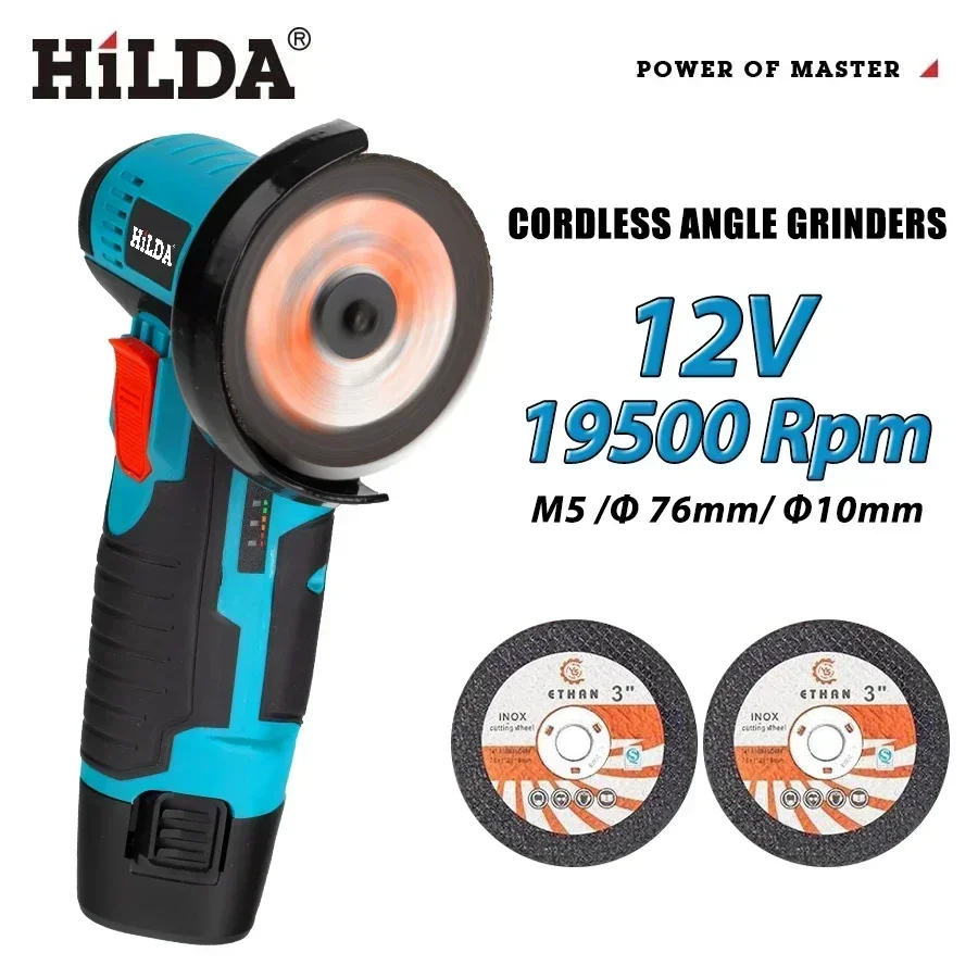 HiLDA 12V/3 Inch Lithium Electric Angle Grinder Mini Small Household Handheld Cutting Machine Polishing Machine