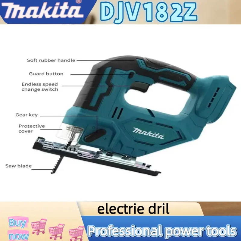 Makita 18V  DJV182Z Brushless 340W Jigsaw Electric Jig with Saw Blade Cordless Barrel Handle Jigsaw without Battery DJV182