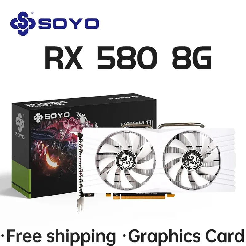 Tarjetas gráficas SOYO Radeon RX580 8G GDDR5 tarjeta de memoria para videojuegos PCIE3.0x16 GPU componentes de ordenador de escritorio AMD RX 580 8G