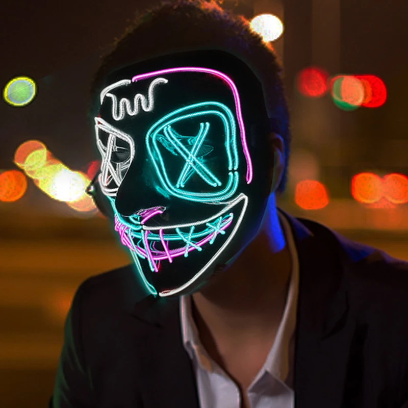 ฮาโลวีนนีออน LED Purge หน้ากาก Carnival PARTY หน้ากาก Light Luminous In The Dark ตลกคอสเพลย์เทศกาลเครื่องแต่งกายเด็กของขวัญของเล่น