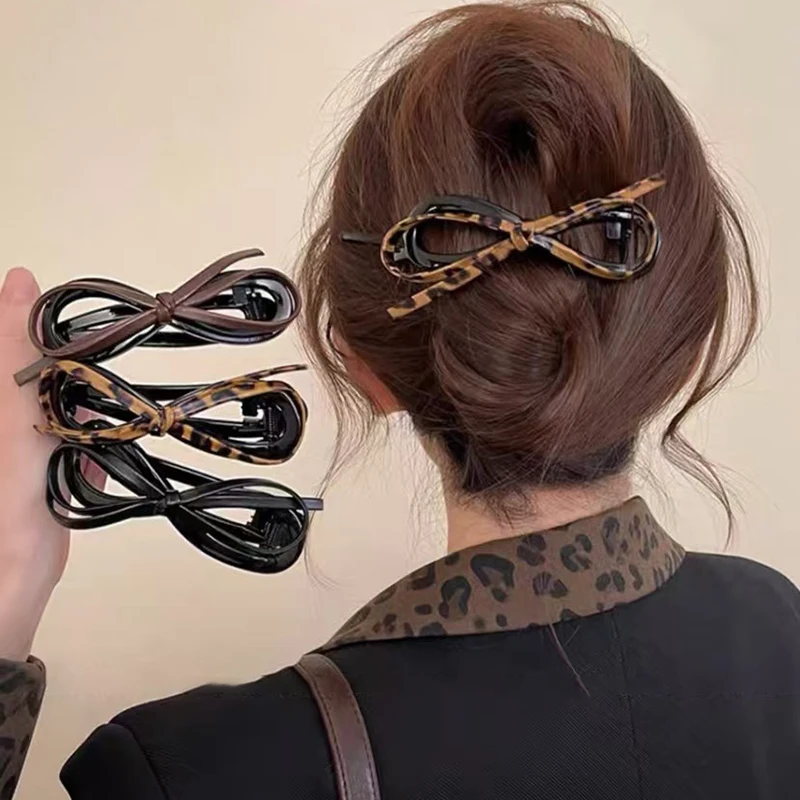 Neue Twisted Haarspange PU Bogen Haarspangen Große Haarspangen Kunststoff Haarnadel Süße Tägliche Kopfbedeckung Frauen Haarschmuck
