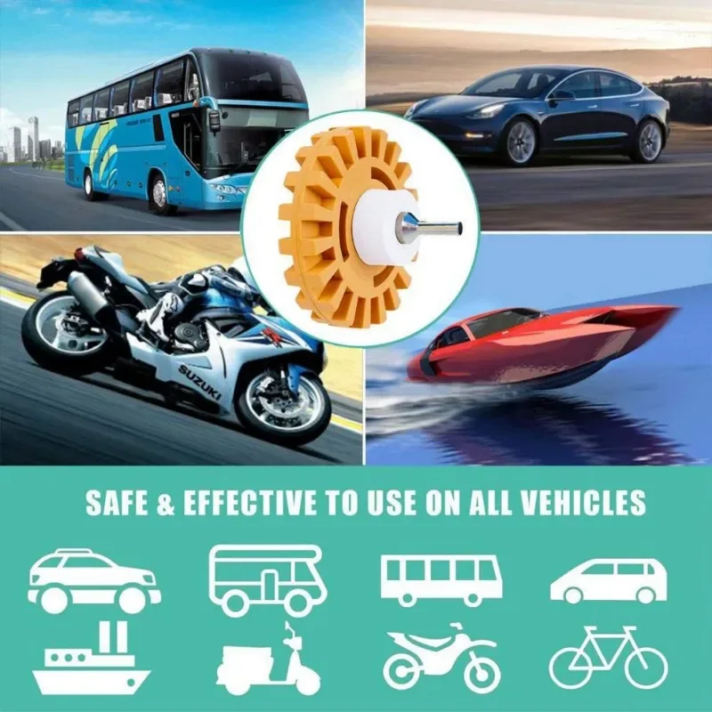 Rueda de goma para quitar adhesivo de rueda de borrador de coche, adaptador de taladro eléctrico suave, herramienta de eliminación de calcomanías de vinilo de goma para reparación de pintura