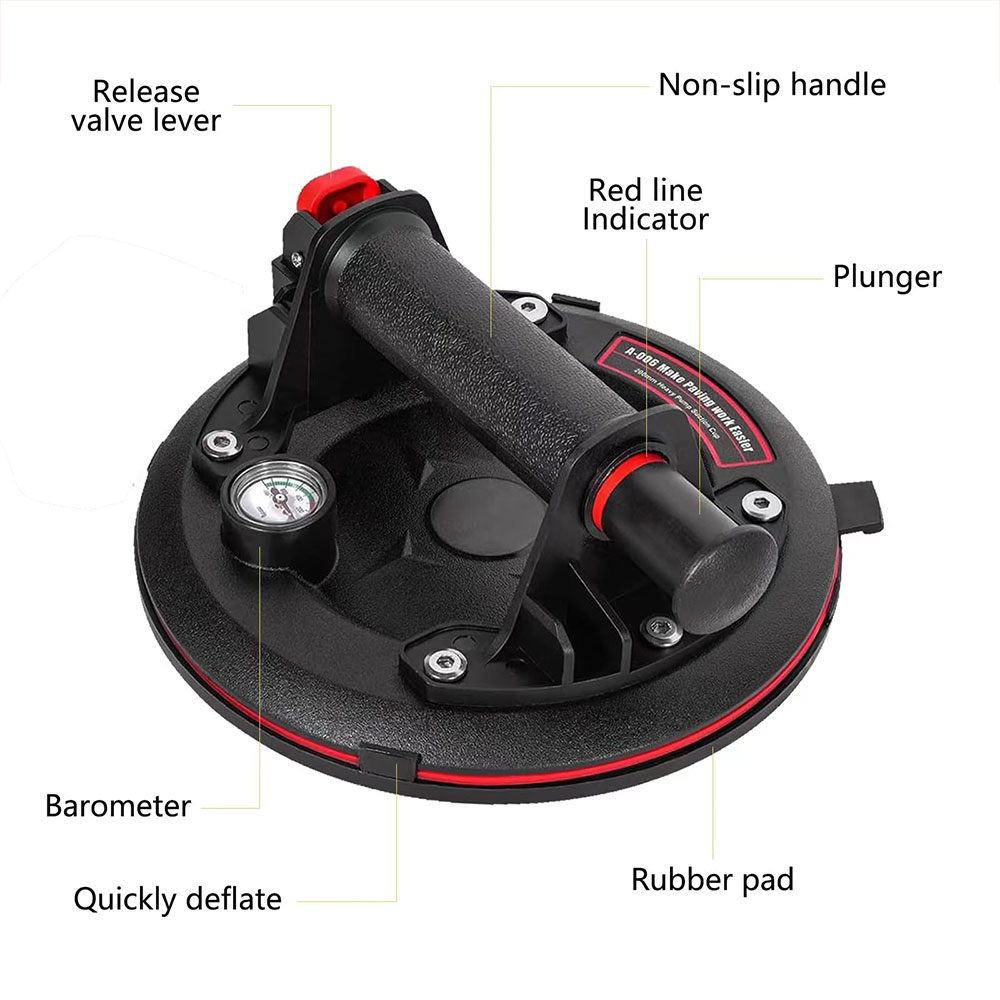 Podofo 2 uds ventosas de vacío 8 "/20,4 cm ventosas de vidrio de mano de alta resistencia 800 LBS elevador de vidrio con manómetro