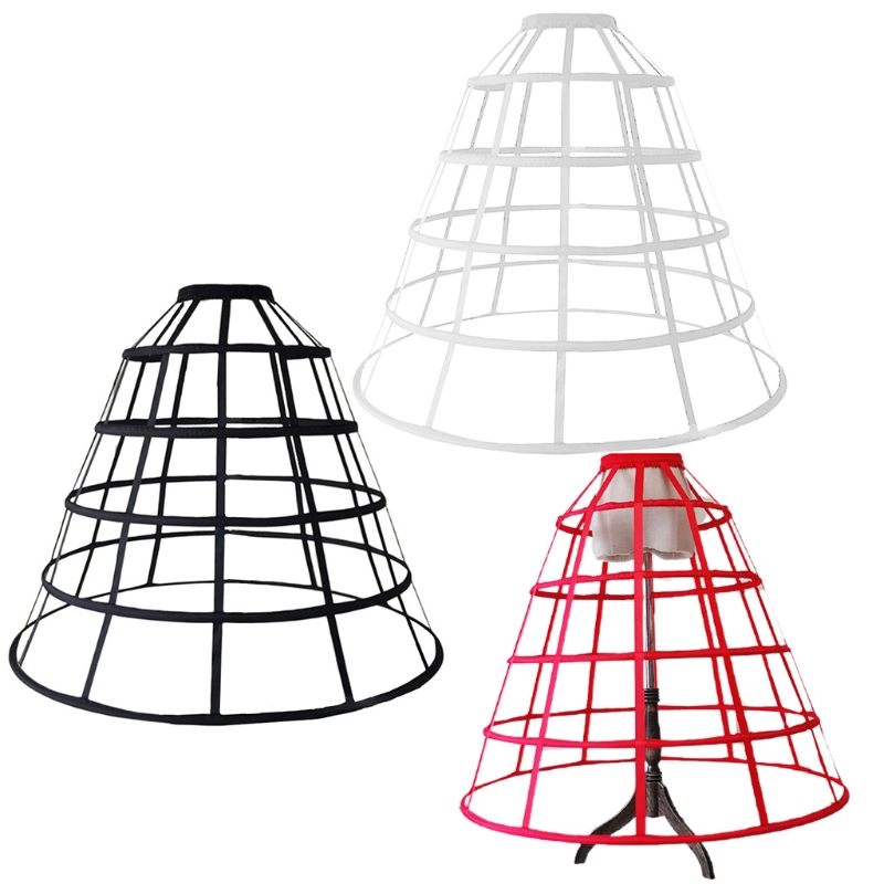 Damen Hollow Out Caged 5-Hoop Bustle Viktorianischer Petticoat-Rock Hochzeit Brautkleid Cosplay Pannier Krinoline Unterrock Slip