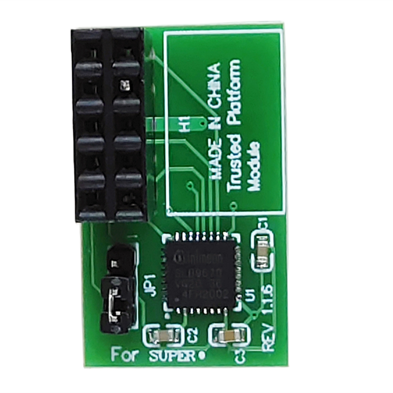 1 PC 10-poliges SPI TPM 2.0-Modul, grünes Modul, vertrauenswürdige Plattform für Supermicro AOM-TPM-9670H-A25R