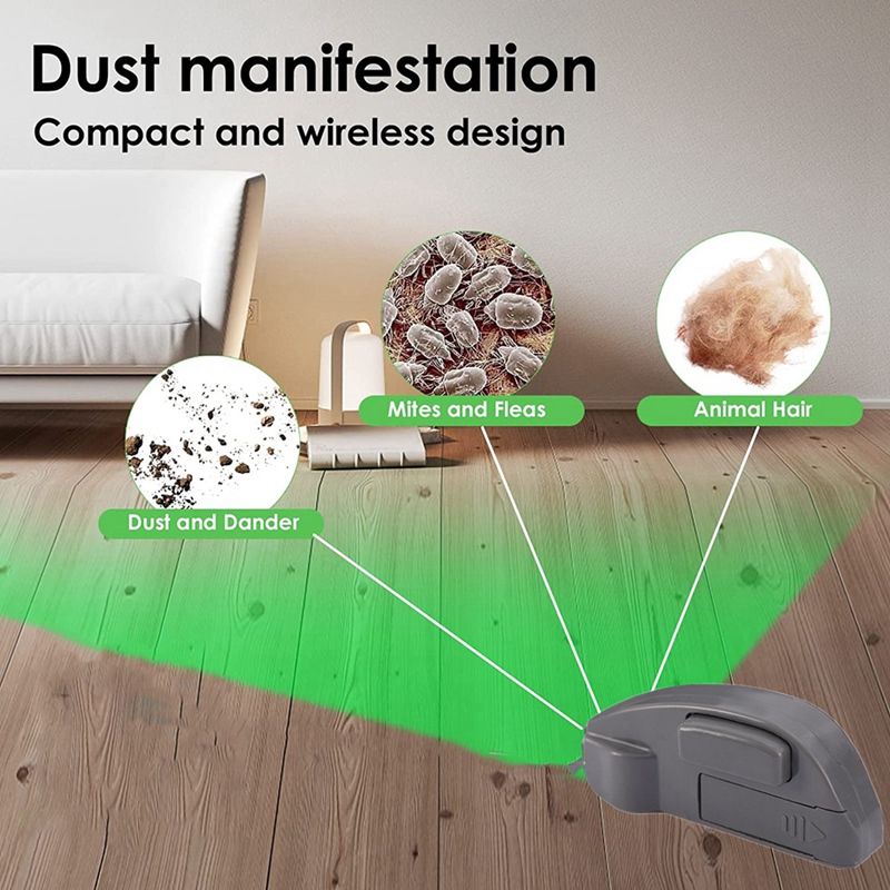 Utilità Luce antipolvere per uso domestico Torcia verde Aspirapolvere Luce antipolvere Luce laser Pulizia e sanitazione Aspirapolvere per peli di animali domestici