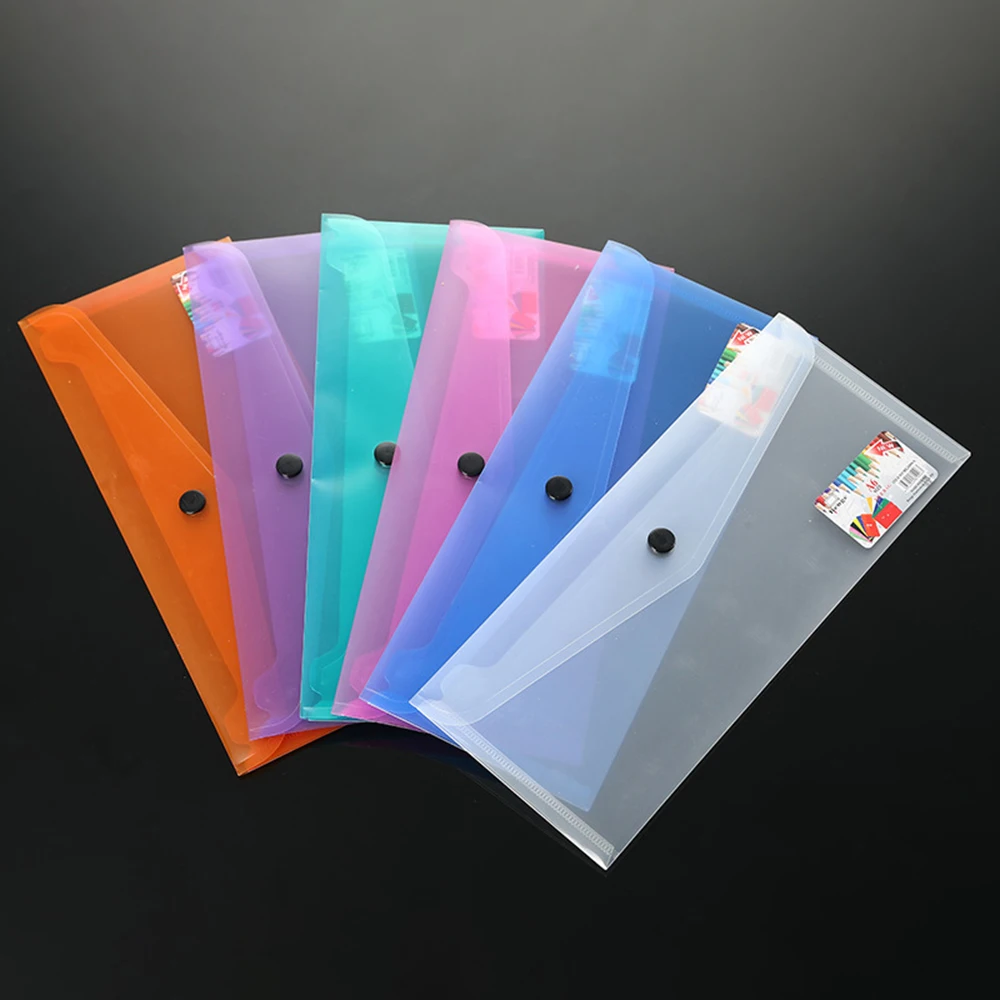 25.5*13 ซม.กระเป๋าเอกสารพลาสติก Snap โปร่งใส Frosted เครื่องเขียนซองจดหมายกระเป๋าเก็บแฟ้มโฟลเดอร์อุปกรณ์สํานักงาน