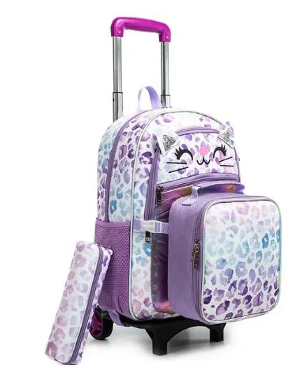 Schulrucksack mit Rollen für Mädchen, Rollrucksack für Mädchen, Studententasche auf Rollen, Kinder, Schultrolley, Gepäcktaschen