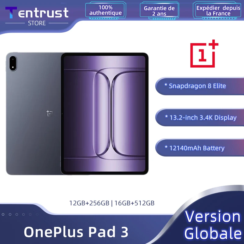 【OnePlus】Versión global OnePlus Pad 3 Snapdragon 8 Elite 13,2 pulgadas 144 Hz 3.4 K Pantalla 12140 mAh Batería Cámara trasera de 13 MP