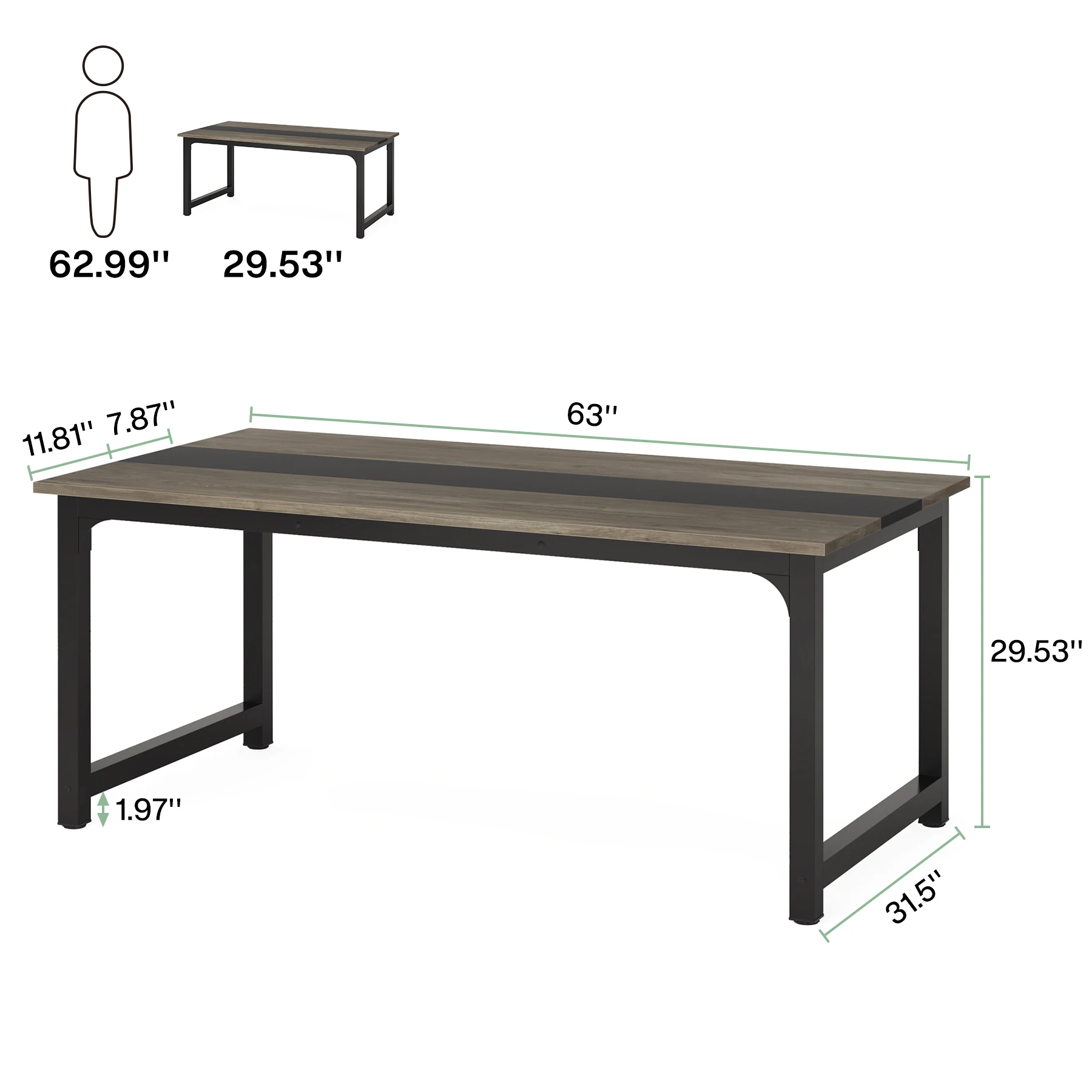 Tribesigns 63” Executive Desk, Large Office Computer Desk with Thicken Frame, Modern Simple Workstation Business Furniture