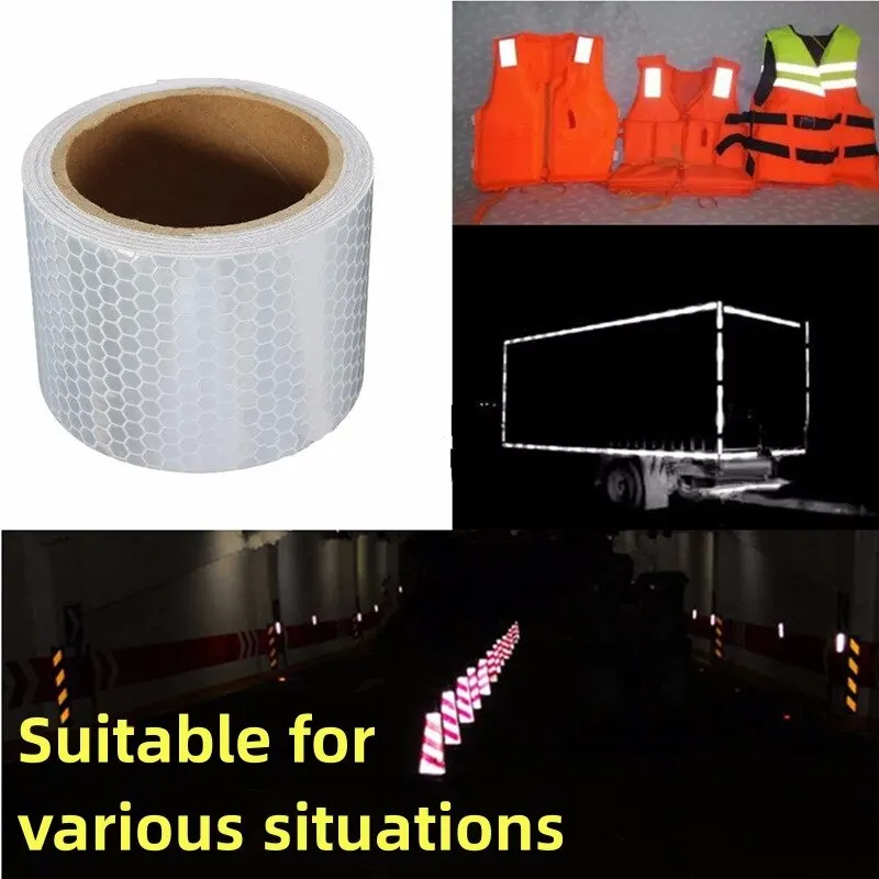 Reflektierender Streifen 100 x 5 cm – selbstklebendes Sicherheitsband für Fahrzeuge, Ausrüstung, Notfallmarkierung, starke Haftung