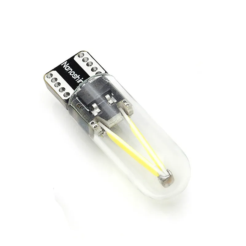 Luz Led de cristal W5W T10 Cob para coche, lámpara de bombilla de placa de matrícula DRL, filamento para lectura de automóviles, 12v, 1 ud.