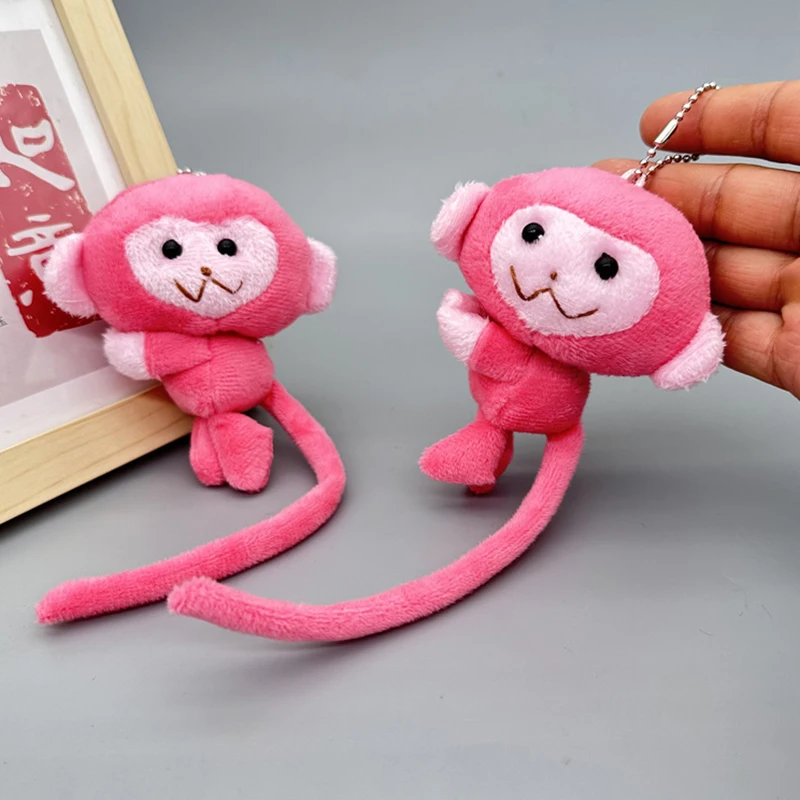 การ์ตูนลิงหางยาวตุ๊กตาพวงกุญแจจี้ DIY ตุ๊กตาของเล่นตุ๊กตาพวงกุญแจกระเป๋าเป้สะพายหลังจี้อุปกรณ์เสริมของขวัญเด็ก